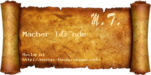 Macher Tünde névjegykártya